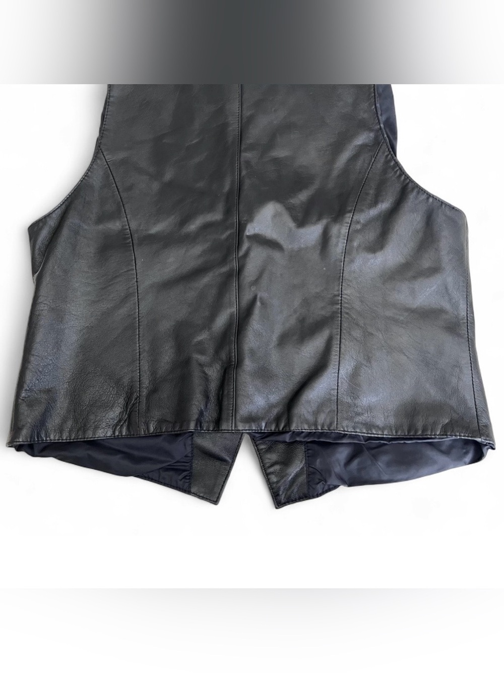 VTG 80’s 90’s Black Leather DNK Moto Vest- Size XL - Picture 6 of 7